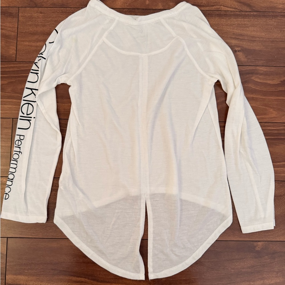 Calvin Klein White Long Sleeve Tee with Logo